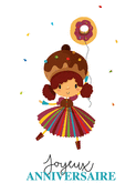 Joyeux anniversaire sucr&eacute; avec une jeune fille festive